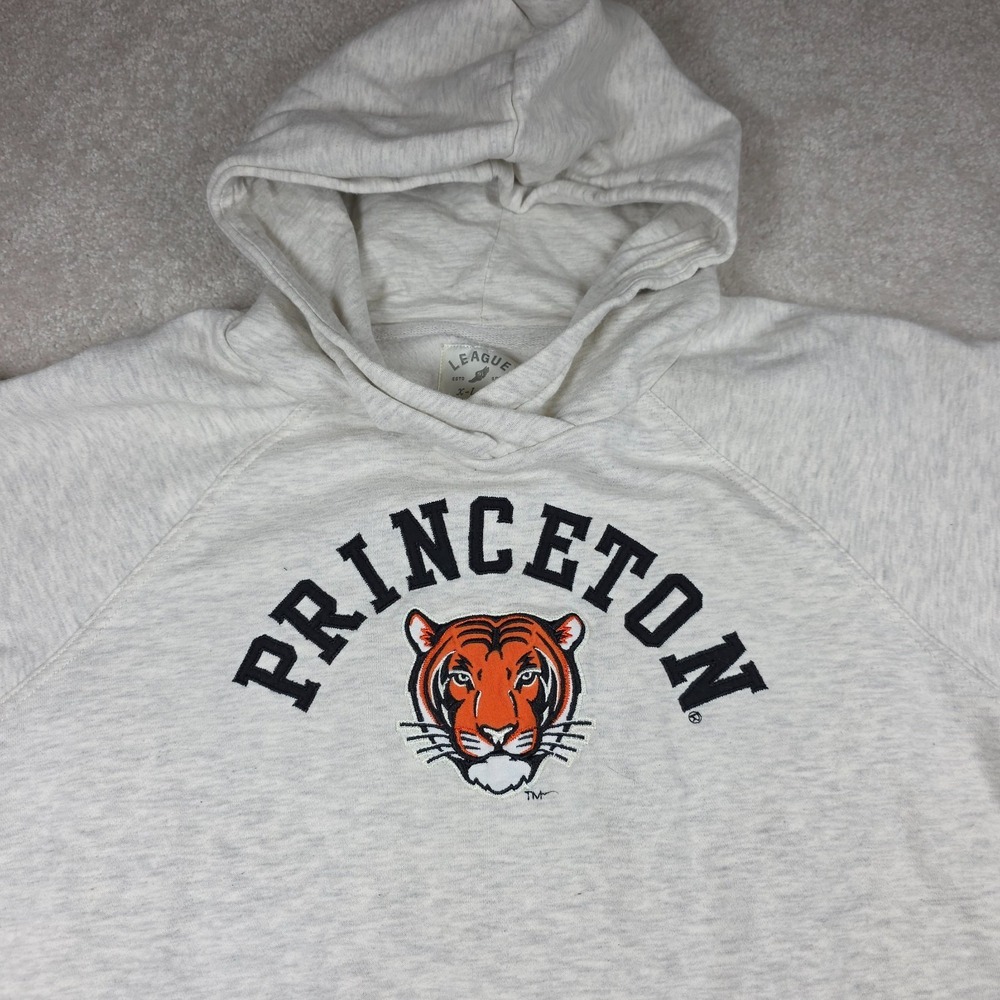 League 91 Hoodie Mens XL Heather White Pullover Princeton University Graphic‎